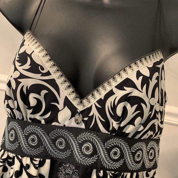 Nicole Miller Collection Black & White Printed Silk Dress Size 4 - Picture 3 of 10